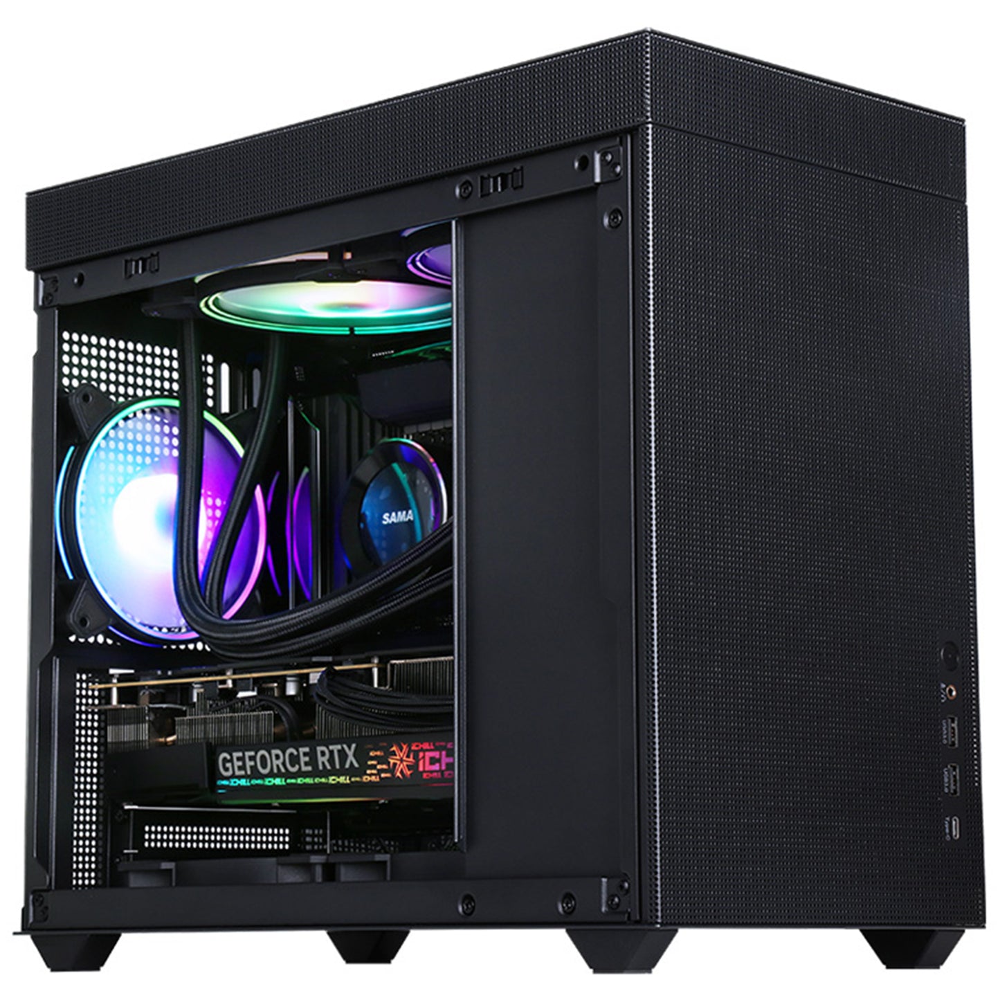 SAMA IM01 Pro Black Micro ATX Mid Tower Computer Case Type-C USB3.0*2 MATX PC Case, 1x120mm Silent High Airflow Fan Pre-installed