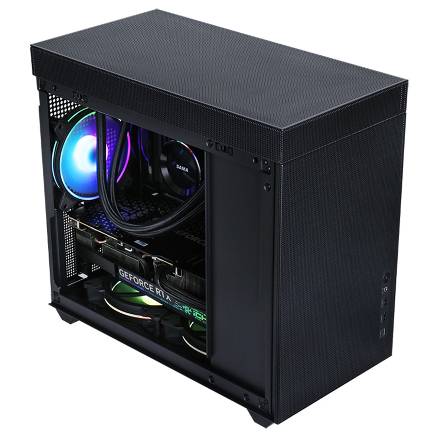 SAMA IM01 Pro Black Micro ATX Mid Tower Computer Case Type-C USB3.0*2 MATX PC Case, 1x120mm Silent High Airflow Fan Pre-installed