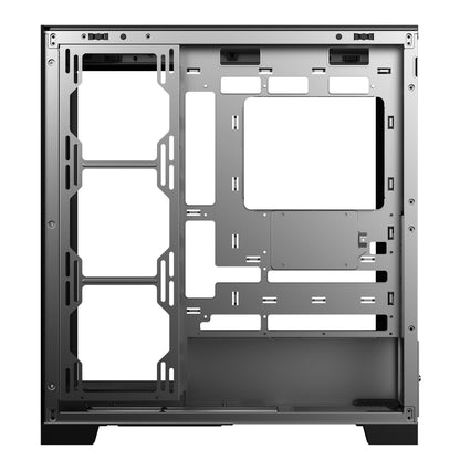 SAMA 4503 Tempered Glass Side Panel Mid Tower ATX Computer Gaming PC Case , 4 Addressable RGB Fans Pre-Installed, Support Back plug Motherboard