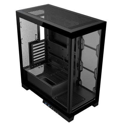 SAMA 4503 Tempered Glass Side Panel Mid Tower ATX Computer Gaming PC Case , 4 Addressable RGB Fans Pre-Installed, Support Back plug Motherboard