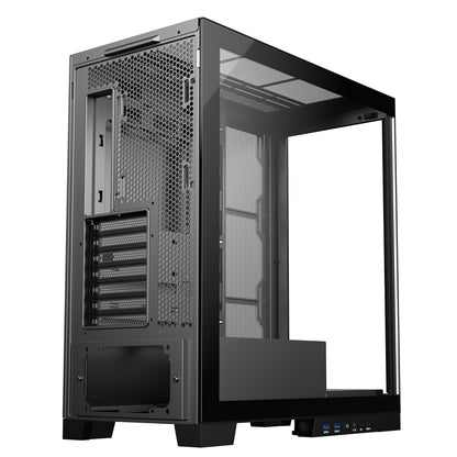 SAMA 4503 Tempered Glass Side Panel Mid Tower ATX Computer Gaming PC Case , 4 Addressable RGB Fans Pre-Installed, Support Back plug Motherboard