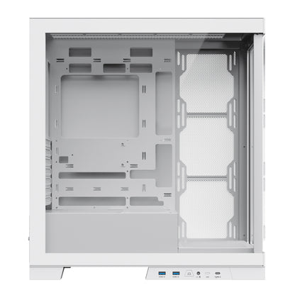 SAMA 4503 Tempered Glass Side Panel Mid Tower ATX Computer Gaming PC Case , 4 Addressable RGB Fans Pre-Installed, Support Back plug Motherboard