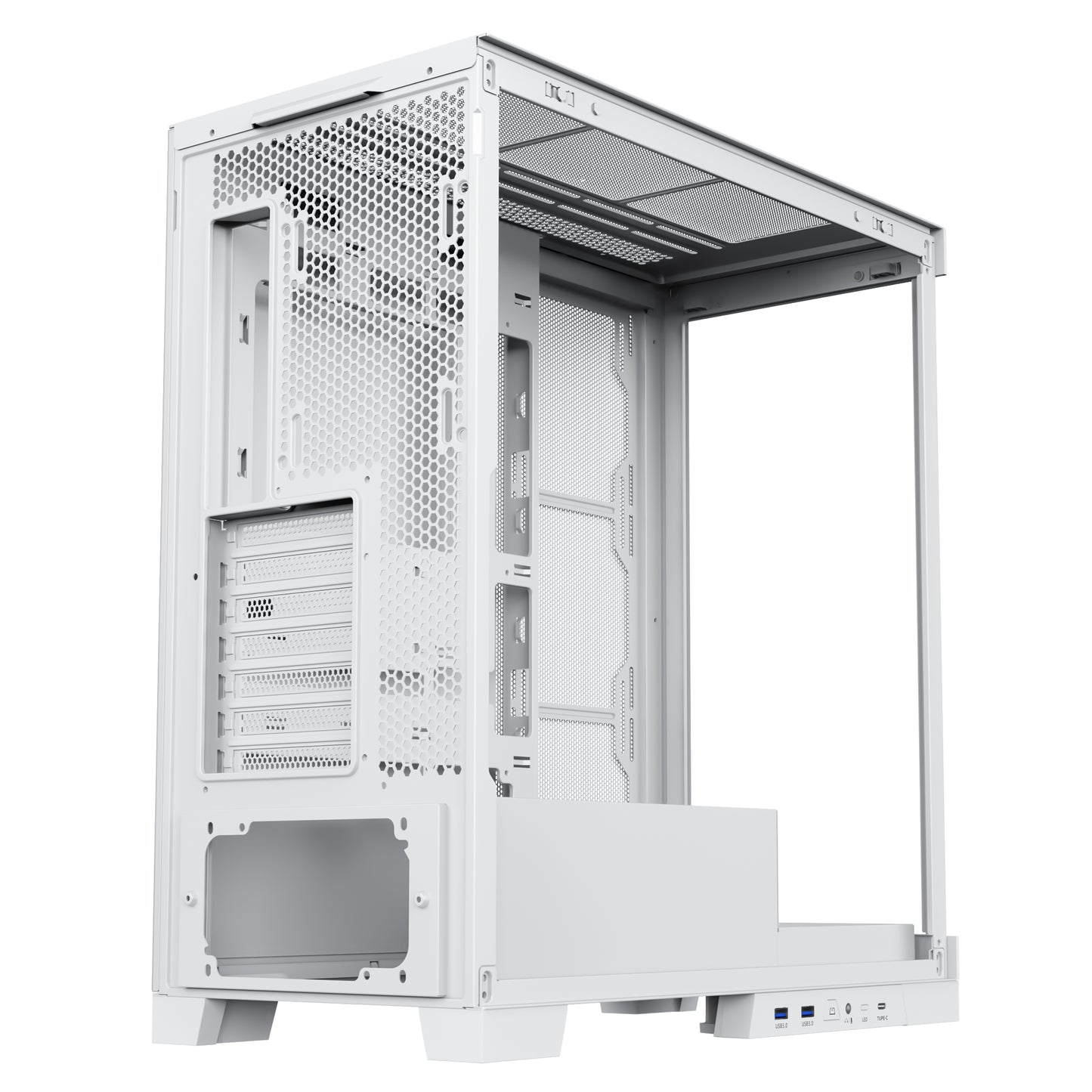 SAMA 4503 Tempered Glass Side Panel Mid Tower ATX Computer Gaming PC Case , 4 Addressable RGB Fans Pre-Installed, Support Back plug Motherboard