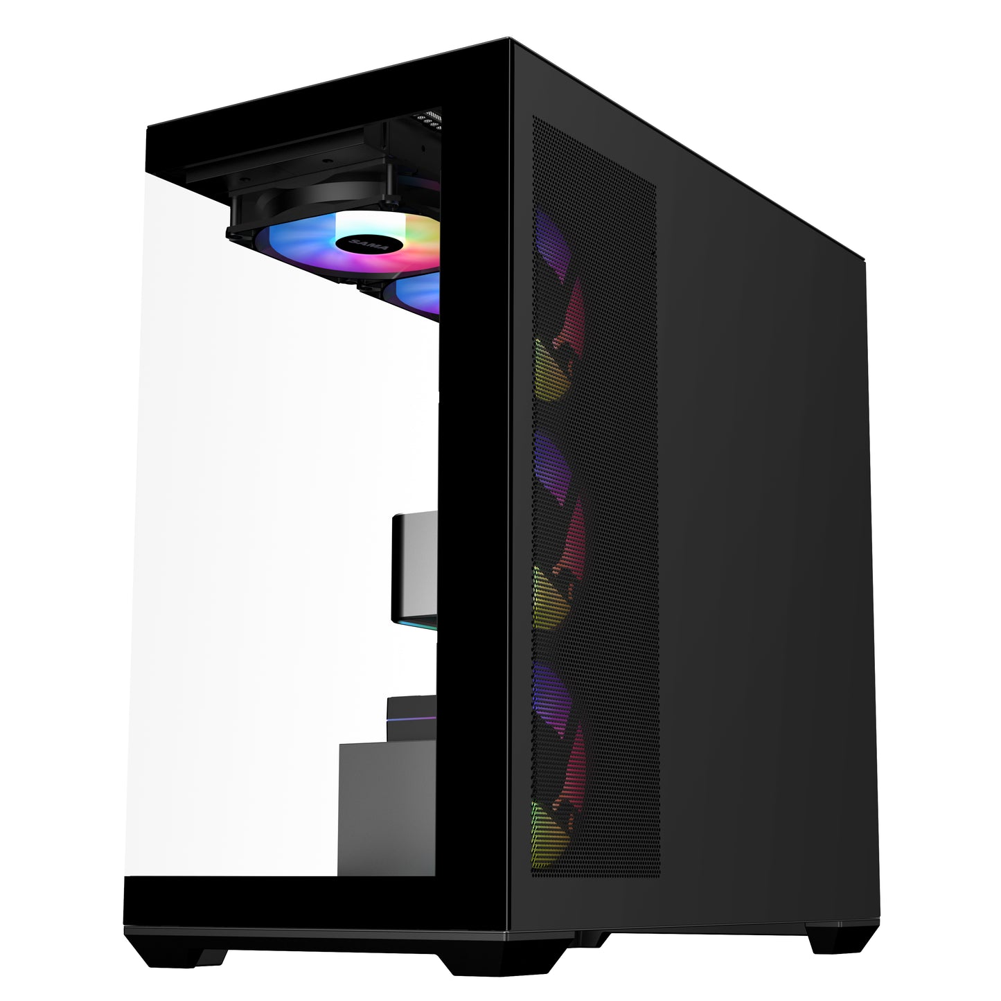 SAMA NEVIEW SV01 ATX Mid Tower Gaming Computer Case, Type-C Back-plug Motherboard PC Case, 4 ×120mm ARGB-Fans Pre-Installed