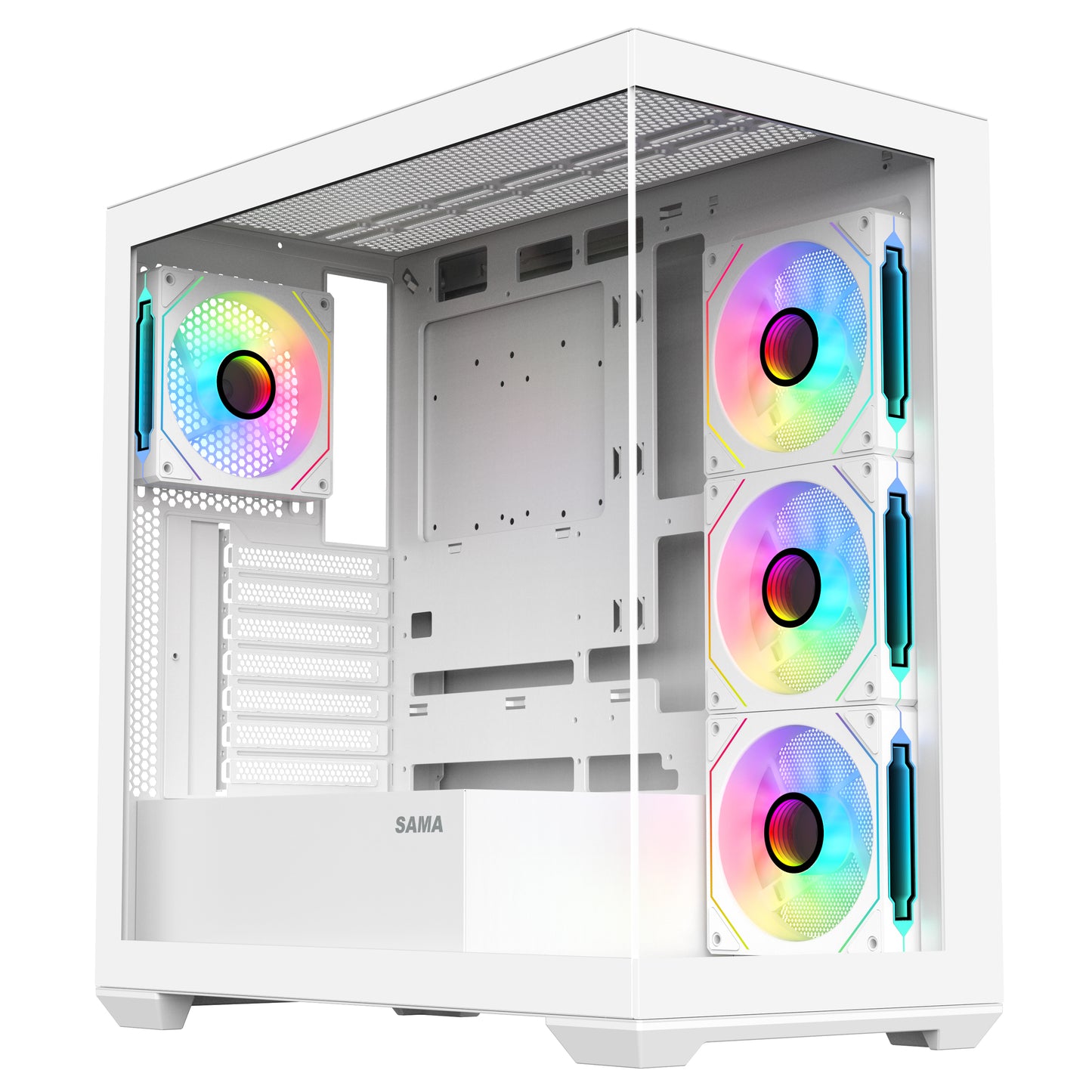 SAMA NEVIEW SV01 ATX Mid Tower Gaming Computer Case, Type-C Back-plug Motherboard PC Case, 4 ×120mm ARGB-Fans Pre-Installed