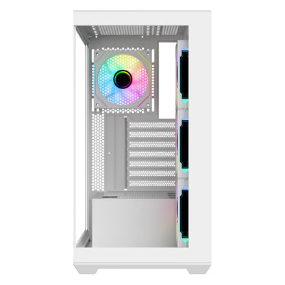 SAMA NEVIEW SV01 ATX Mid Tower Gaming Computer Case, Type-C Back-plug Motherboard PC Case, 4 ×120mm ARGB-Fans Pre-Installed