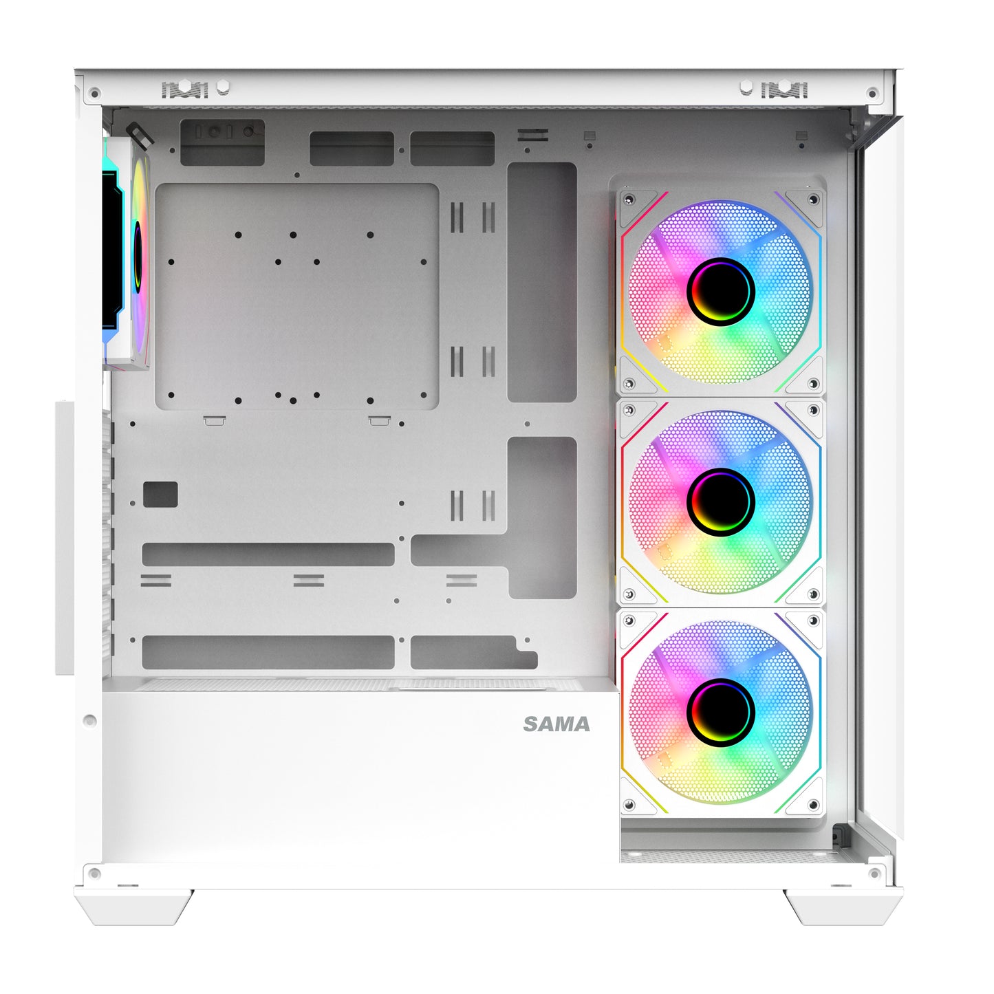 SAMA NEVIEW SV01 ATX Mid Tower Gaming Computer Case, Type-C Back-plug Motherboard PC Case, 4 ×120mm ARGB-Fans Pre-Installed