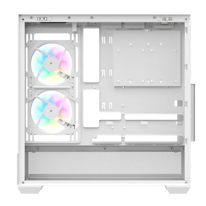 SAMA SV02 ATX Computer Gaming PC Case Mid Tower White with 3 ARGB Fans Pre-Installed, Tempered Glass Transparent Side Panel, Top I/O Ports Design