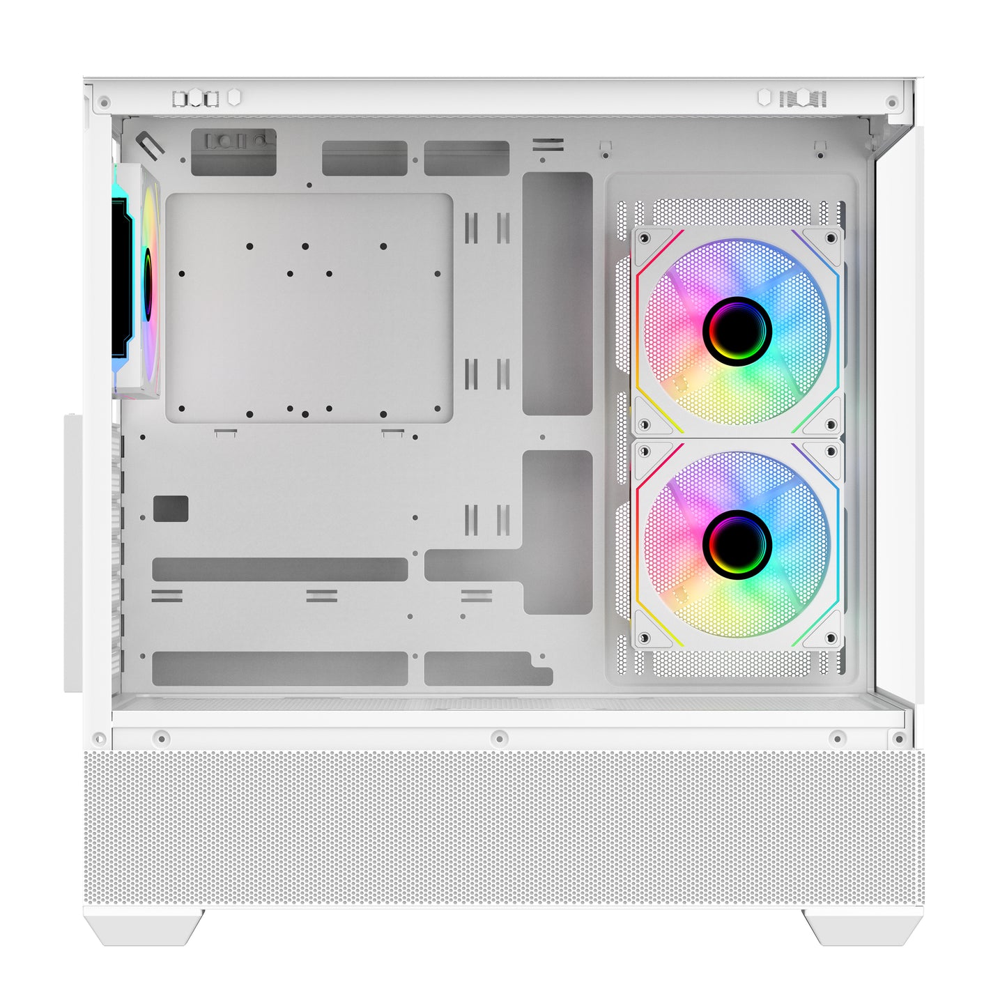 SAMA SV02 ATX Computer Gaming PC Case Mid Tower White with 3 ARGB Fans Pre-Installed, Tempered Glass Transparent Side Panel, Top I/O Ports Design