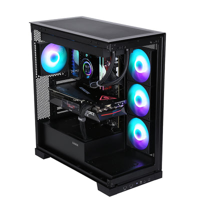 SAMA 4503 Tempered Glass Side Panel Mid Tower ATX Computer Gaming PC Case , 4 Addressable RGB Fans Pre-Installed, Support Back plug Motherboard